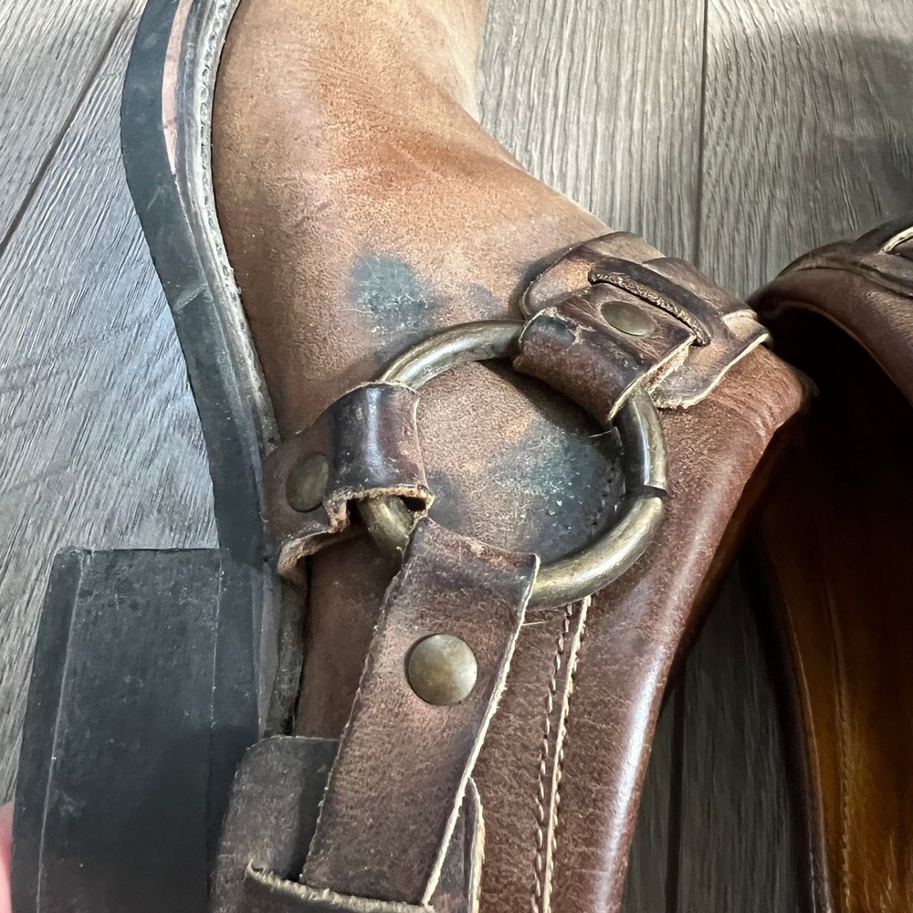 Frye Brown Leather Mule Clogs with Buckle Detail - Picture 9 of 15